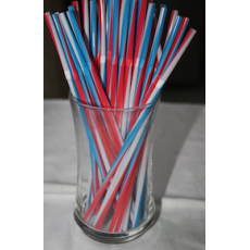 Plastic Flexible Straws (Red, Blue & White) x25
